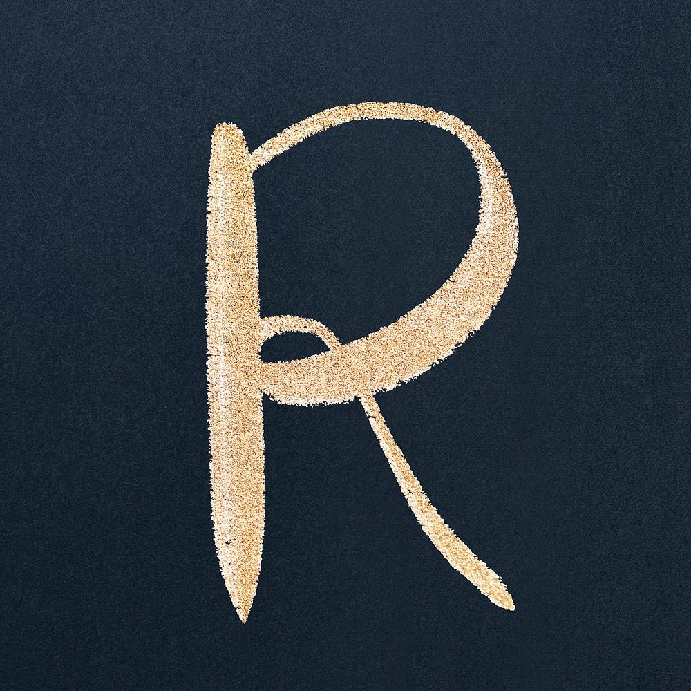 Gold calligraphy letter r vector capital letter font