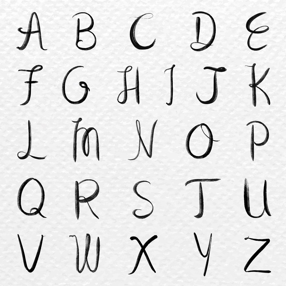 Cursive capital alphabet set vector calligraphy font