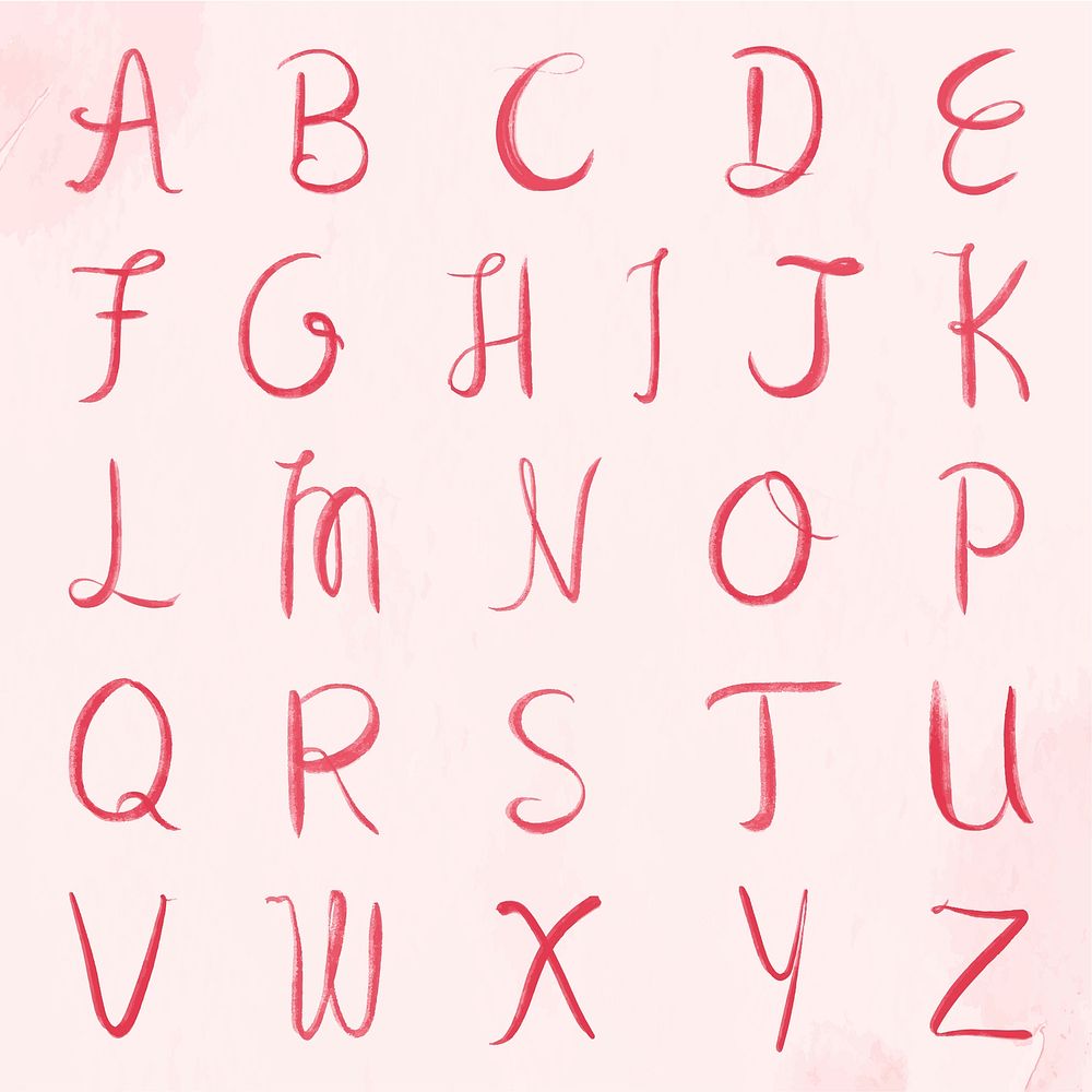 Vector capital alphabet set cursive calligraphy font