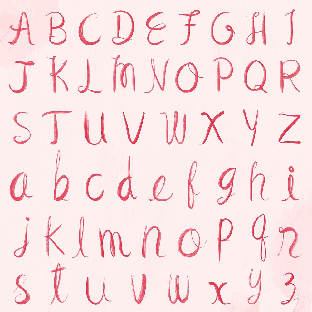 Cursive calligraphy alphabet vector font typography