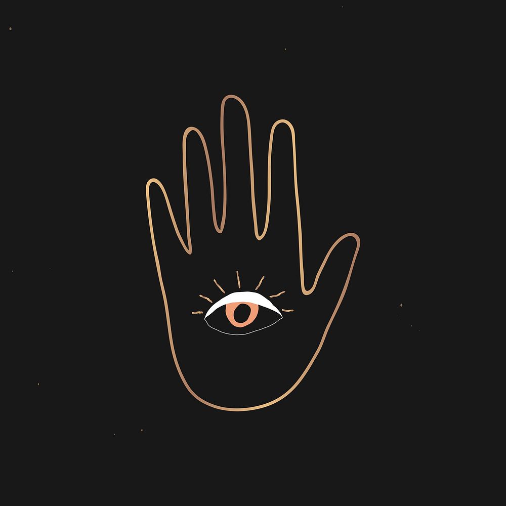Eye palm Halloween sticker psd witchcraft doodle
