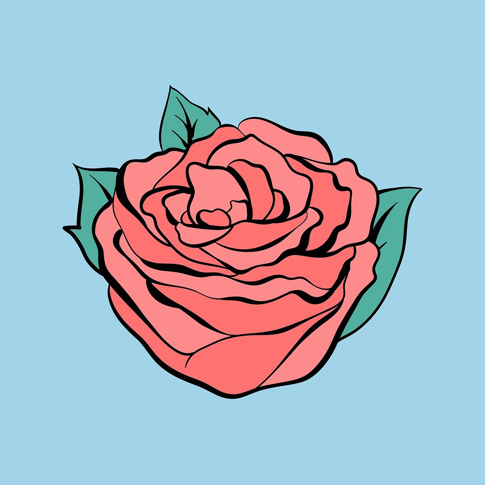 Simple rose old school flash tattoo design symbol