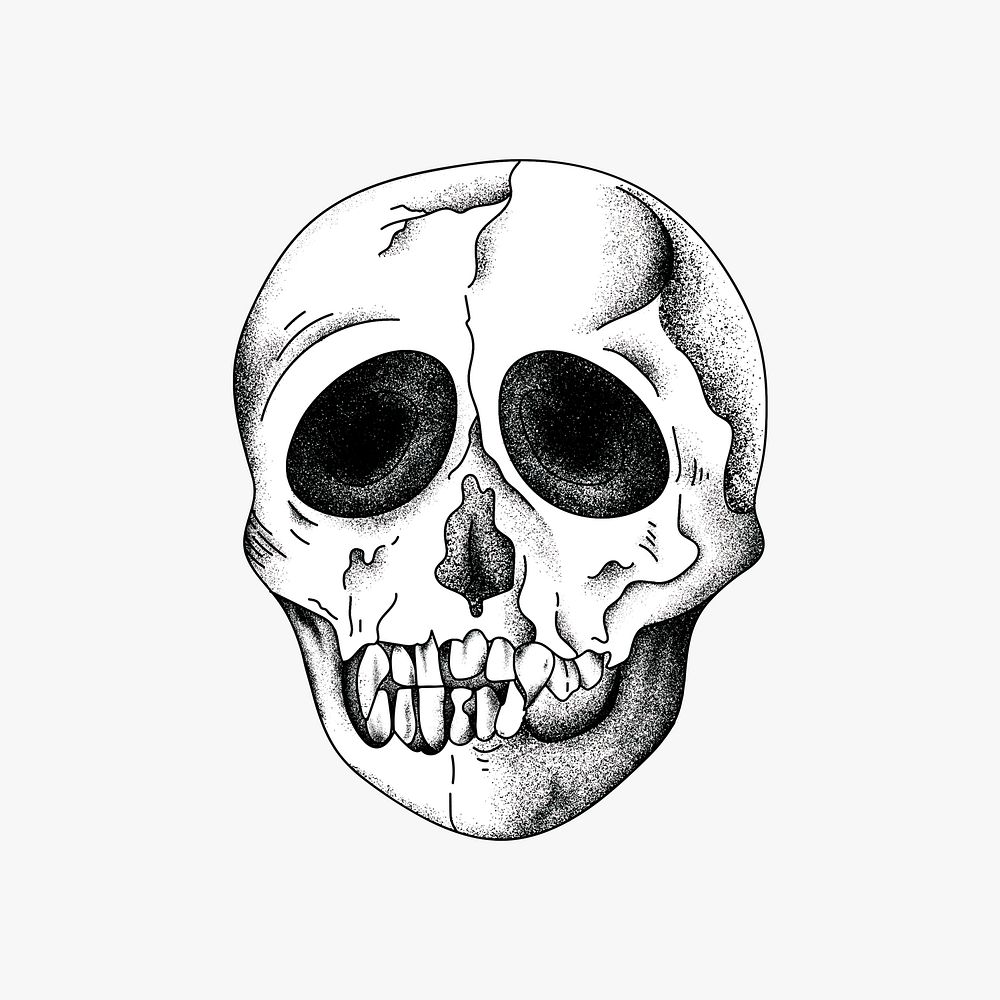 Simple skull old school flash tattoo design icon