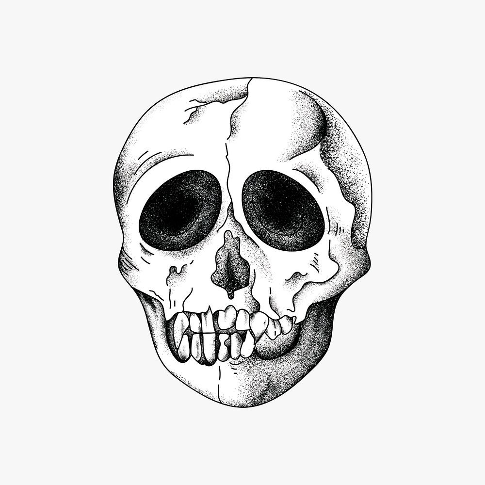 Vintage skull old school flash tattoo design icon vector