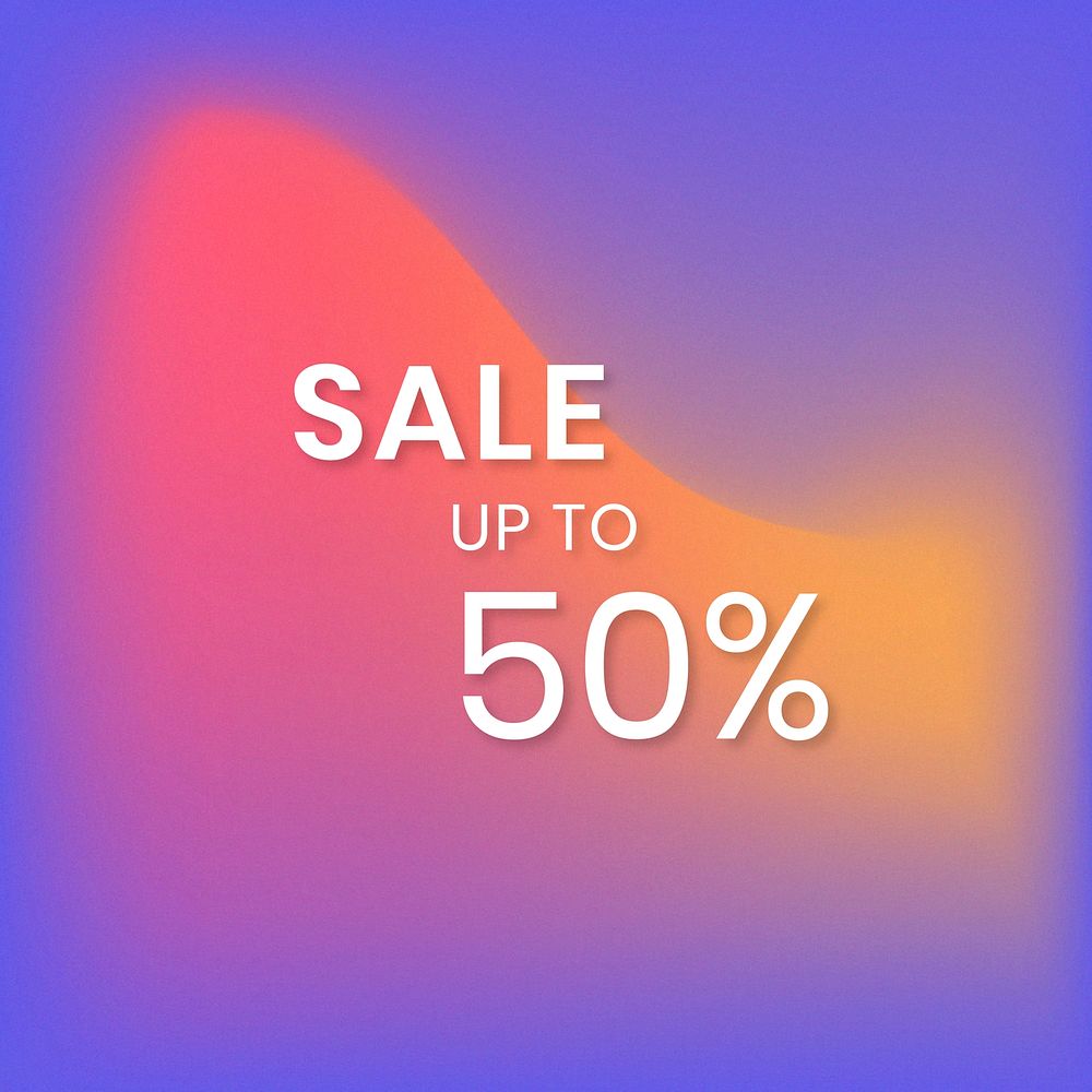 Sale up to 50% advertisement vector banner gradient blur template