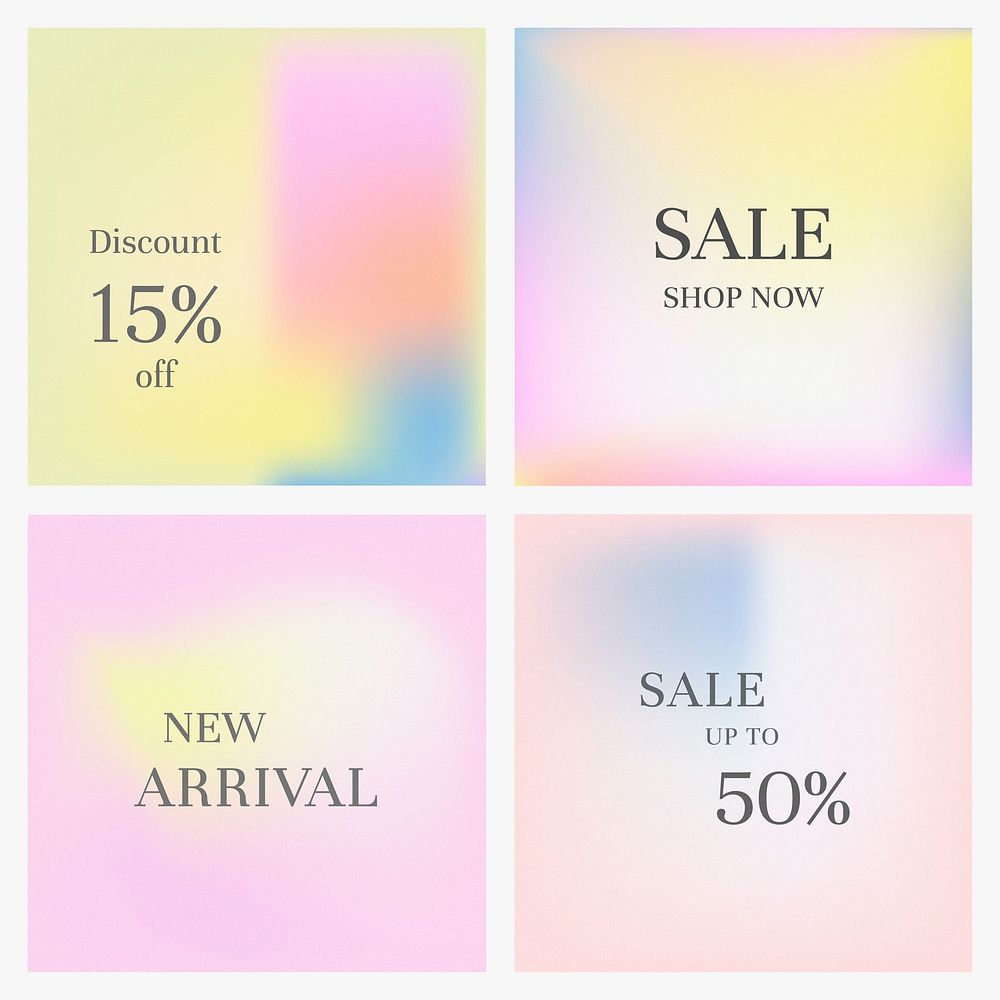 Social media marketing banner vector set gradient pastel background