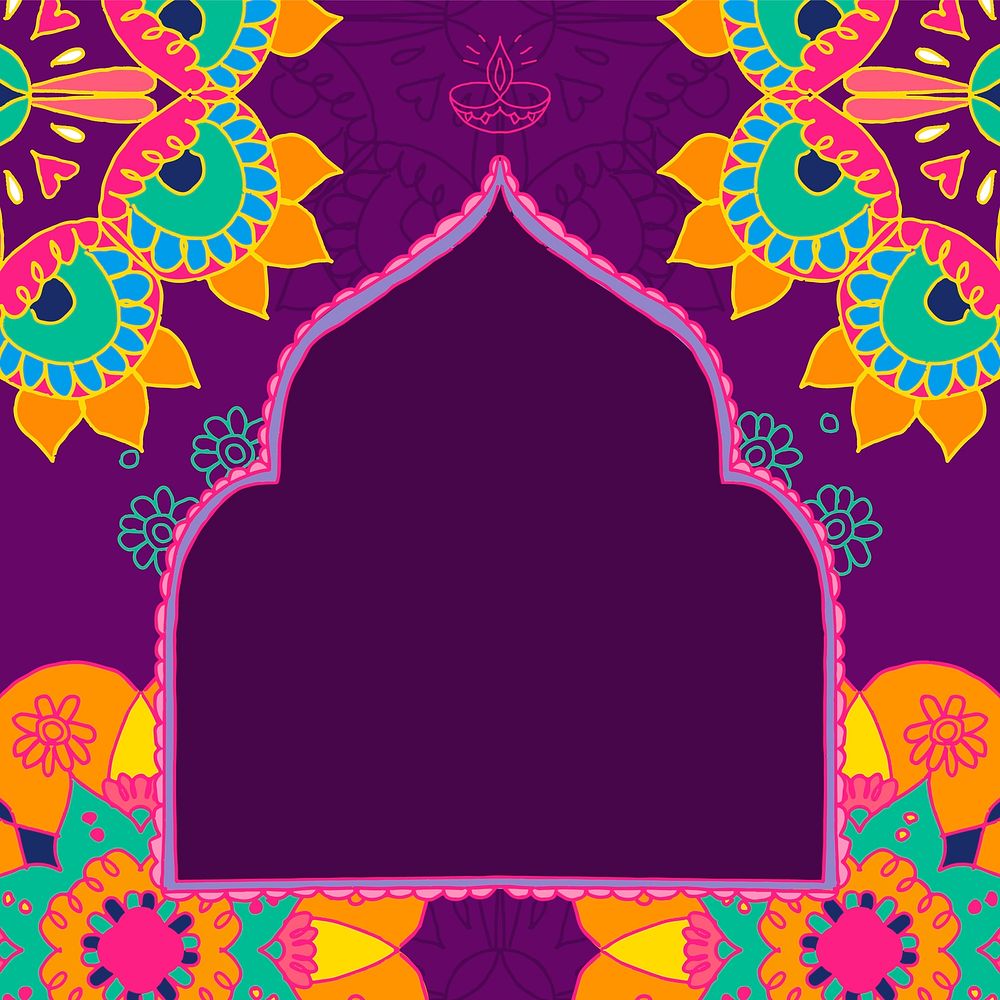 Diwali festival rangoli Indian vector frame