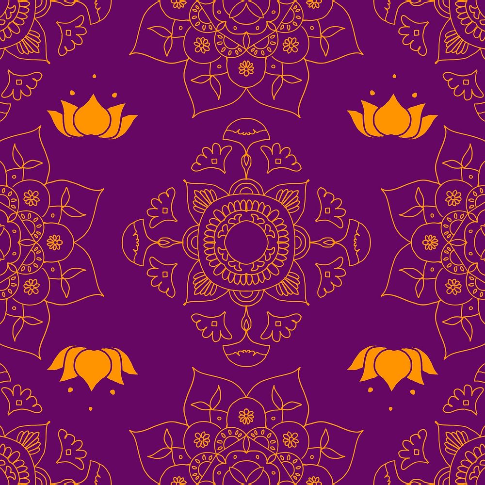 Diwali vector Indian mandala purple background