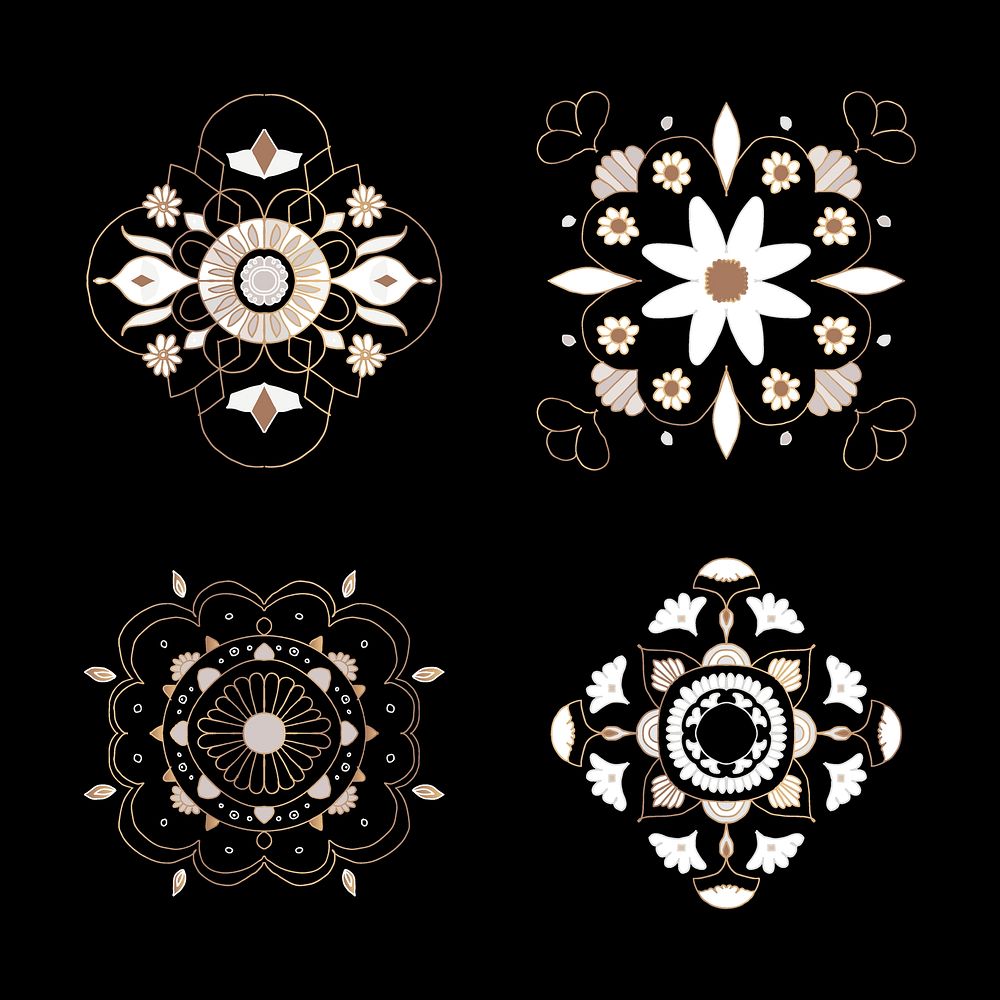 Floral Indian Mandala element vector illustration collection