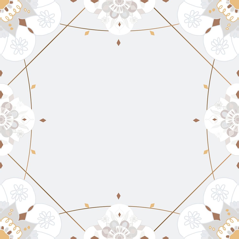 Gold Mandala pattern vector frame gray botanical Indian style