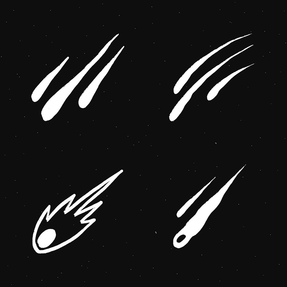 Cute shooting stars silver vector galaxy doodle illustration sticker
