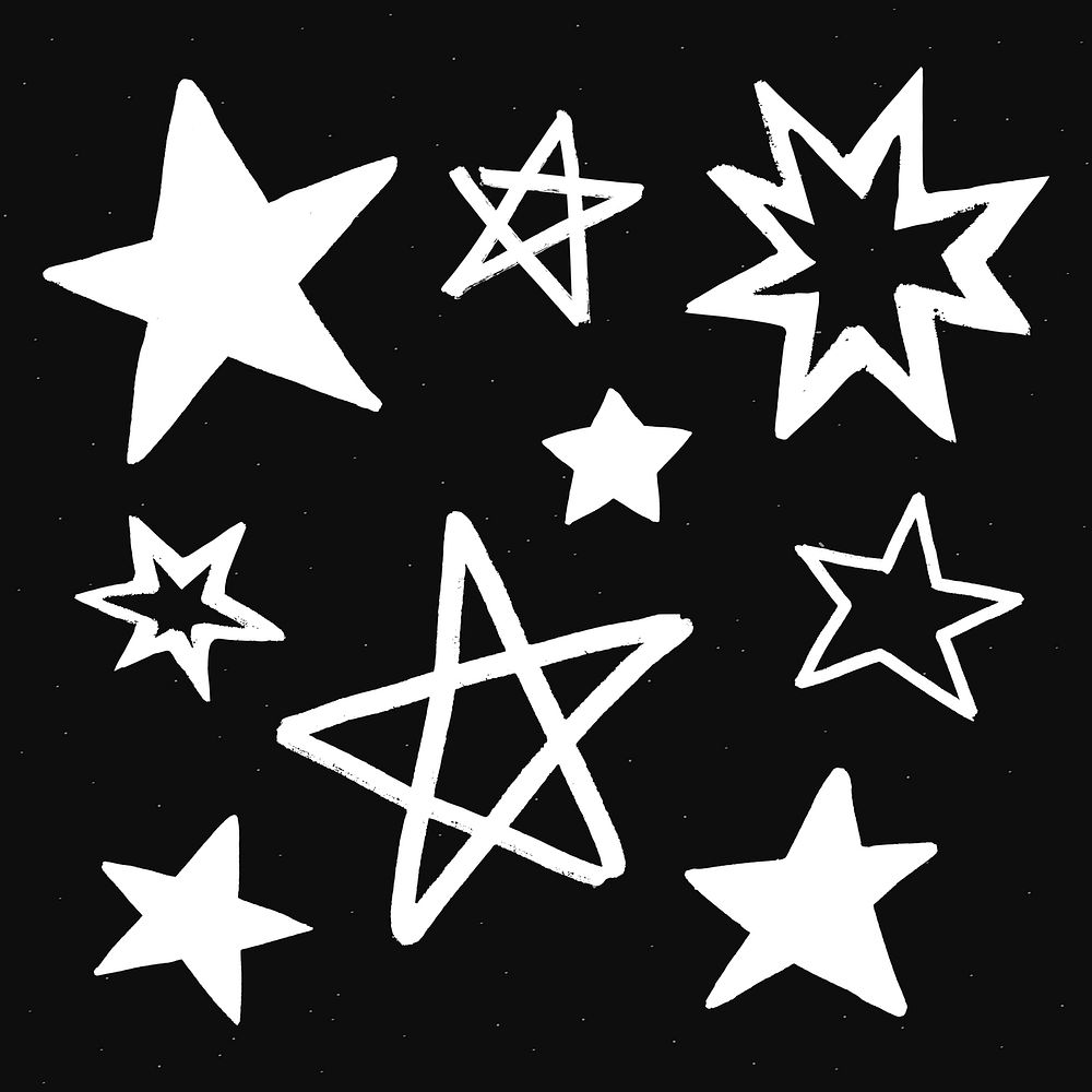Sparkly stars white vector galaxy doodle illustration sticker