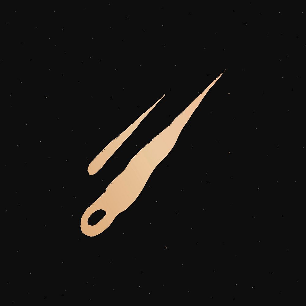 Comet gold vector space doodle sticker