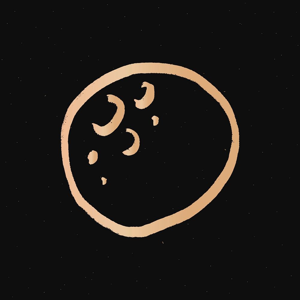 Golden vector full moon galactic doodle sticker