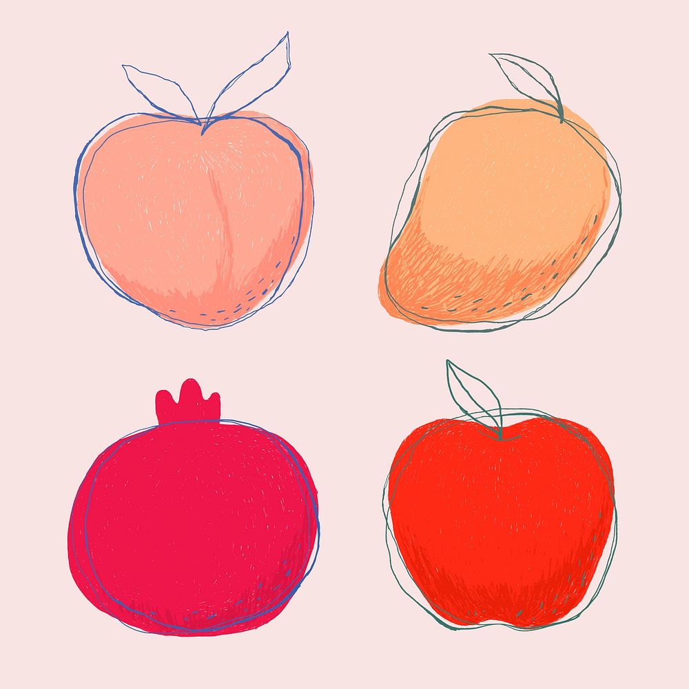 Minimal fruit logo vector hand drawn collection