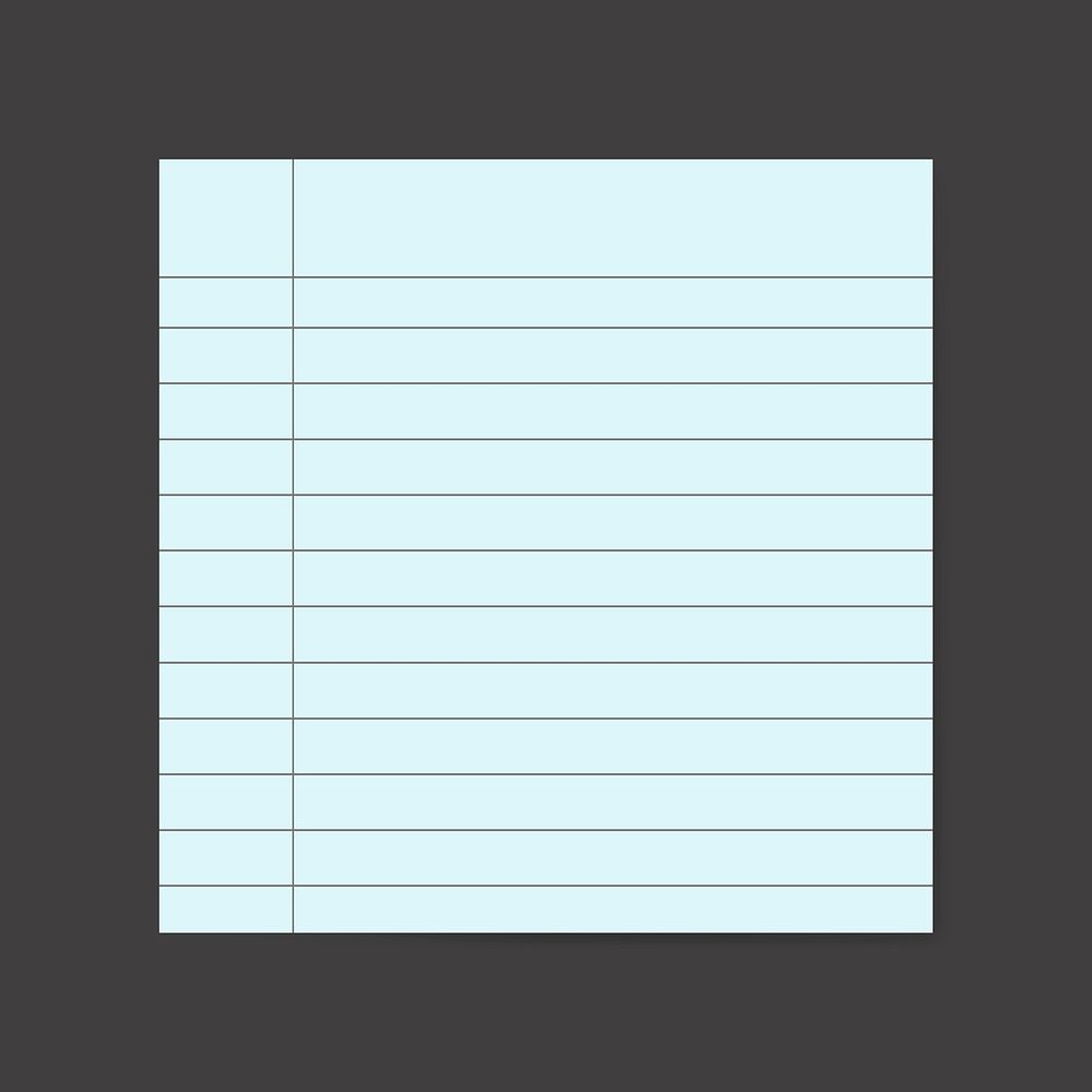 Blank blue lined notepaper vector graphic
