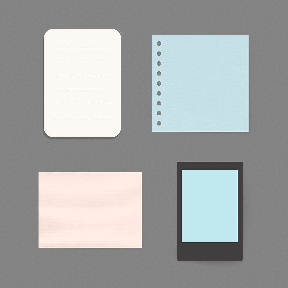 Office stationery notepaper vector set