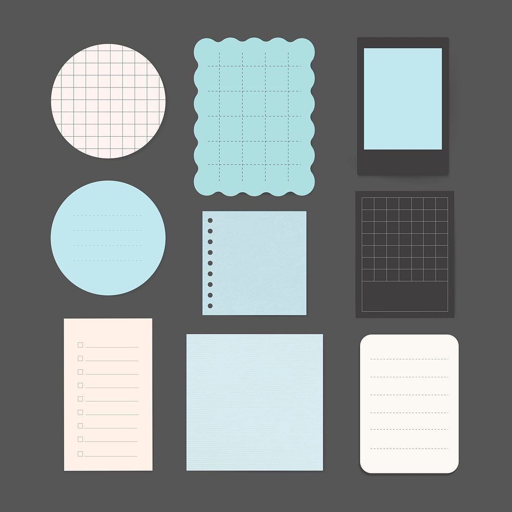 Office stationery notepaper vector set