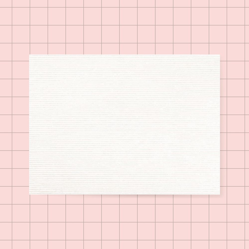 Blank white notepaper vector on pink grid background
