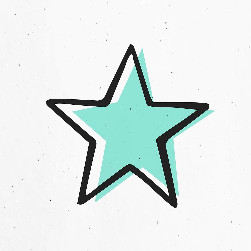 Green star vector clipart with black liner