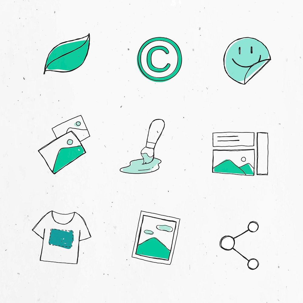 Green marketing icon sticker vector set