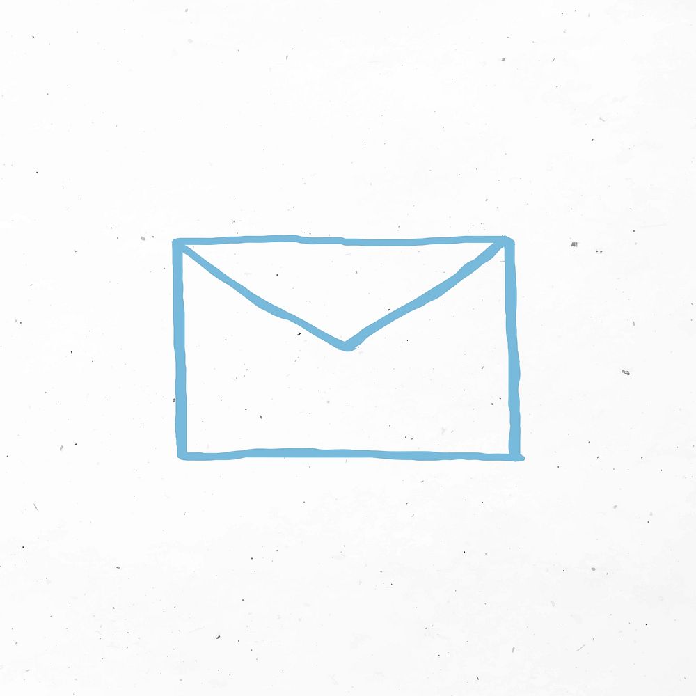 Blue hand drawn envelope vector icon