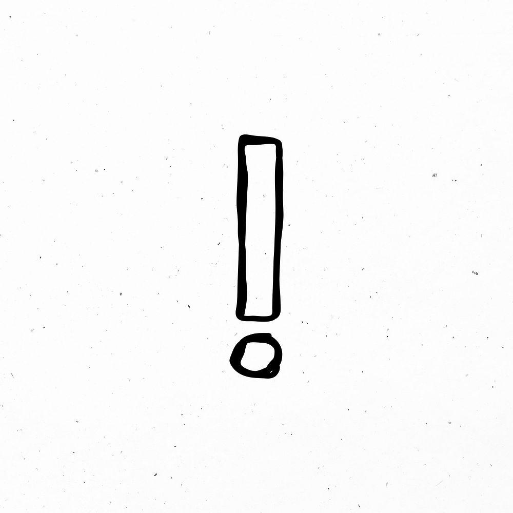 Minimal hand drawn exclamation psd sign