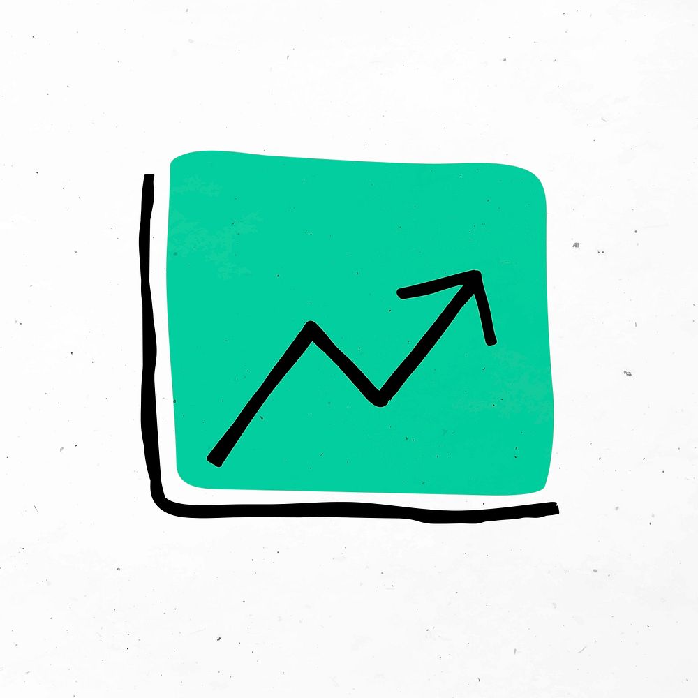 Green rising arrow vector business doodle icon