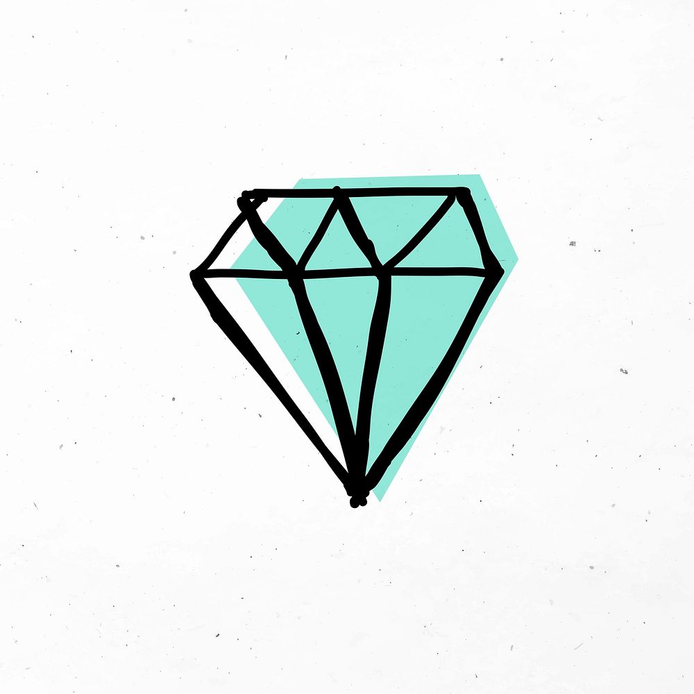 Cute green diamond vector doodle clipart