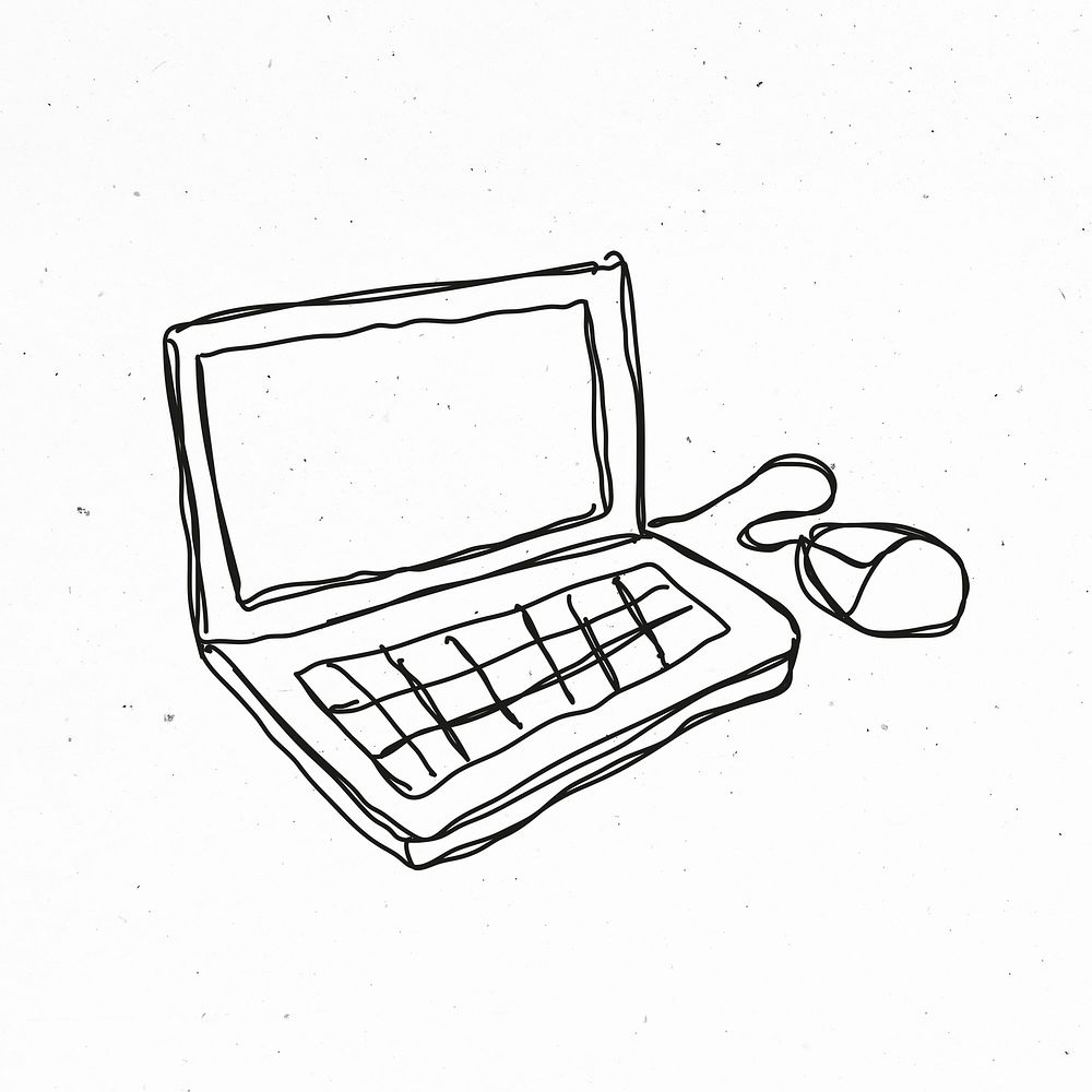 Minimal hand drawn laptop psd clipart