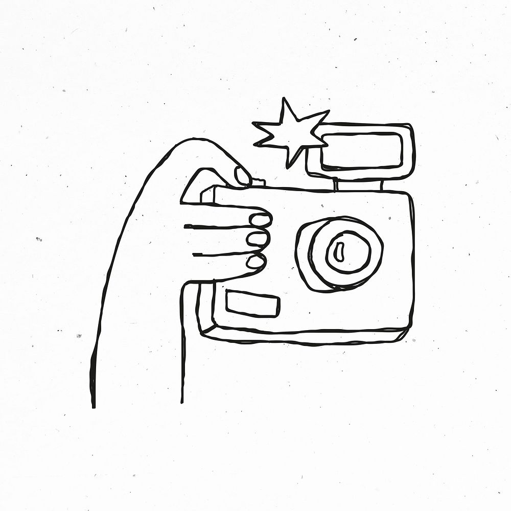 Minimal hand drawn camera psd clipart