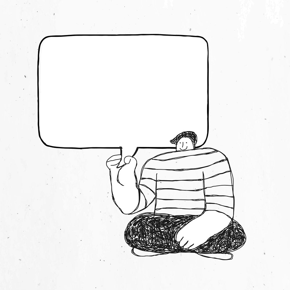 Man with speech bubble vector wearing black and white outfit 