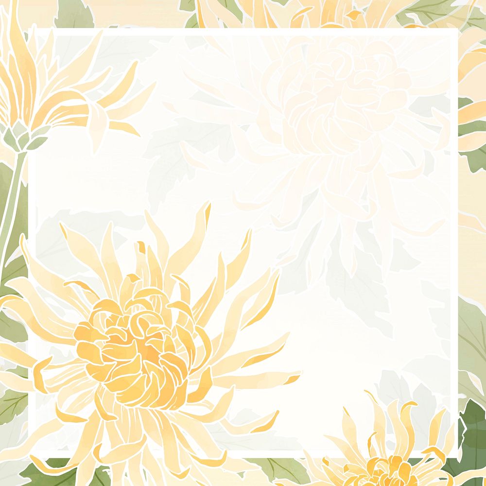 Hand drawn chrysanthemum vector frame flower border