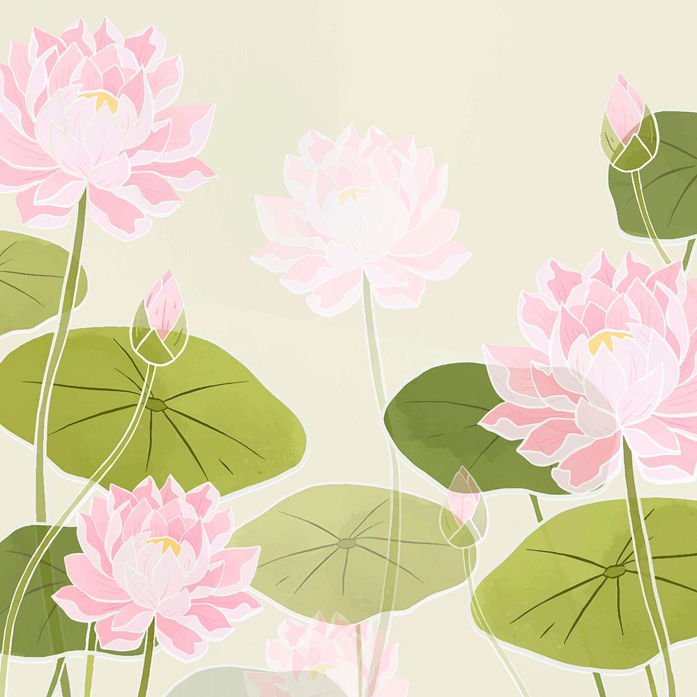 Batik water lily background vector