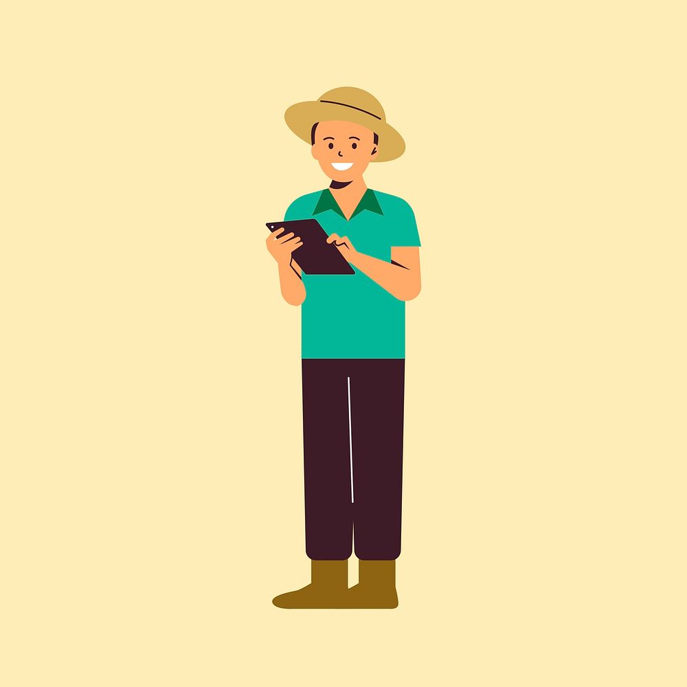 Farmer using technology vector digital agriculture