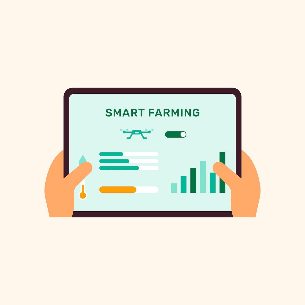 Smart farming controller UI vector on tablet screen 