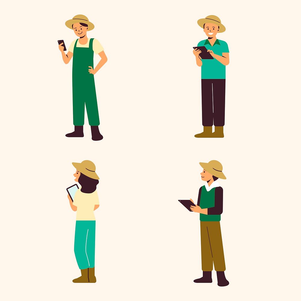 Farmers using agricultural technology vector