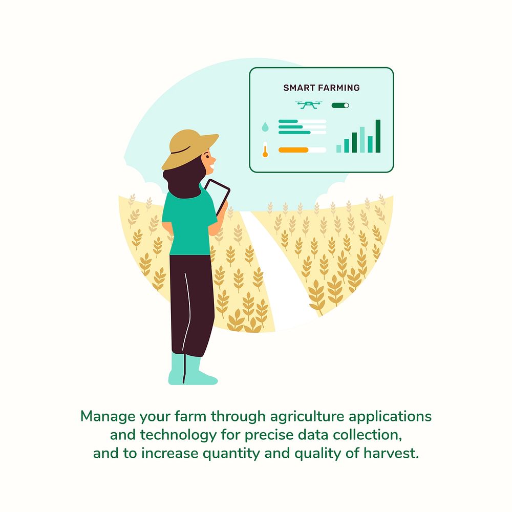 Smart farming and digital screen editable template vector