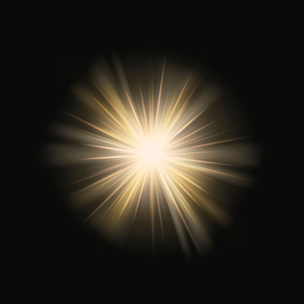 Bright sunburst lens flare vector in yellow