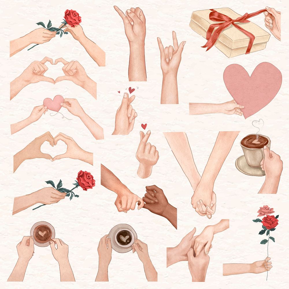 Cute Valentine&rsquo;s day vector hand drawn design elements set