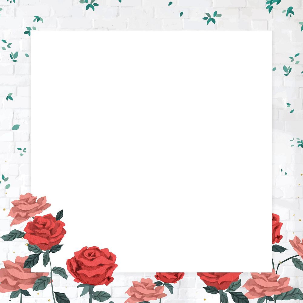 Romantic Valentine&rsquo;s roses frame vector with transparent background