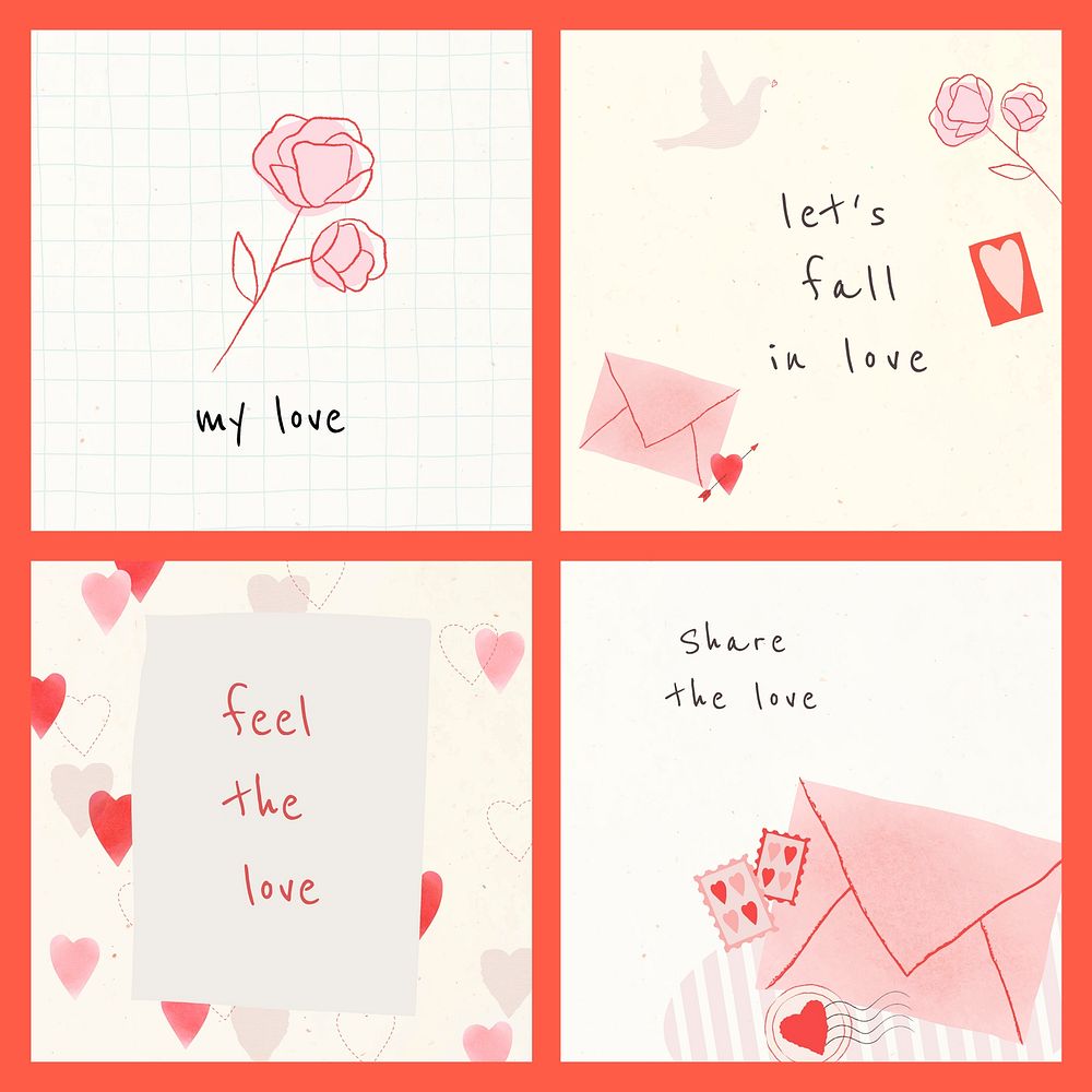 Romantic Valentine theme social media post template vector 
