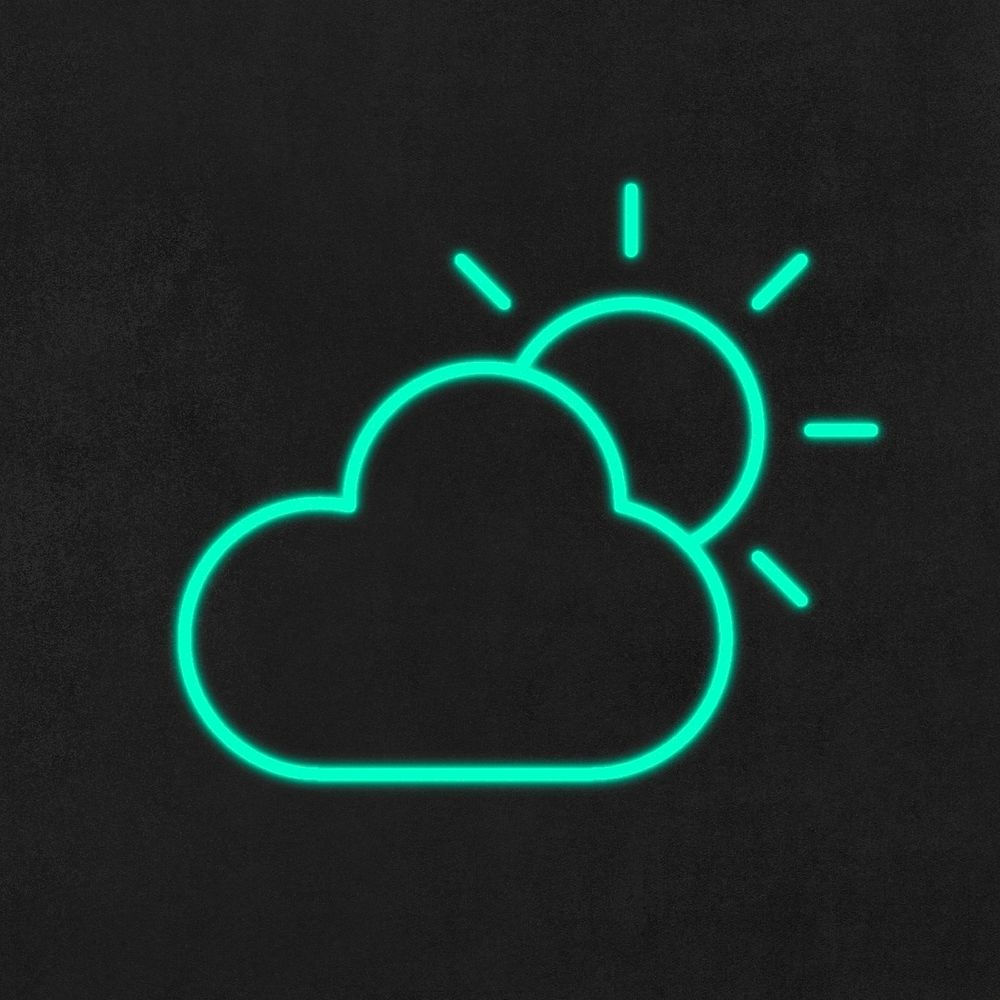 Partly cloudy UI icon vector neon graphic