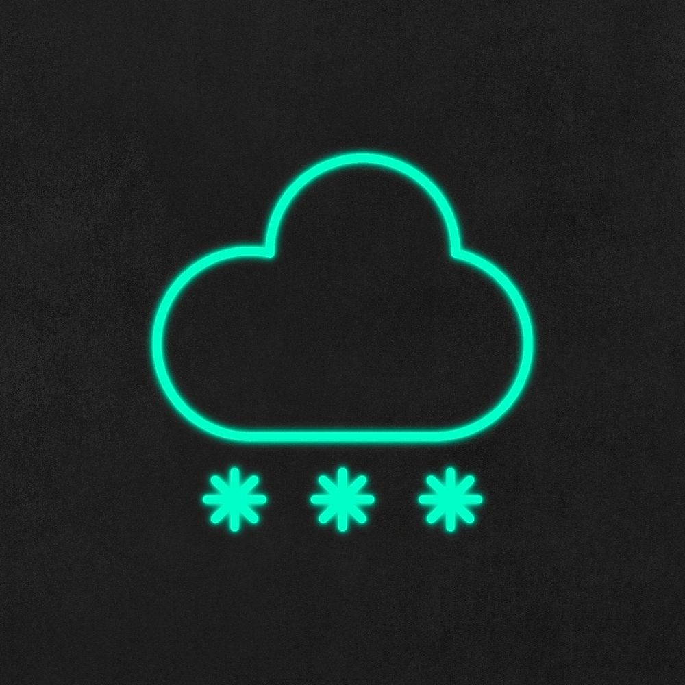 Neon snowing icon vector weather forecast user interface
