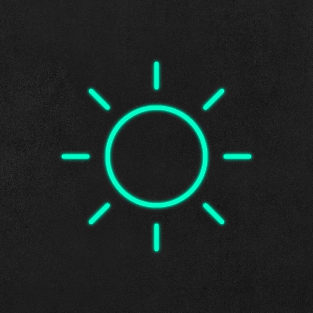 Neon sun icon vector UI for weather forecast 