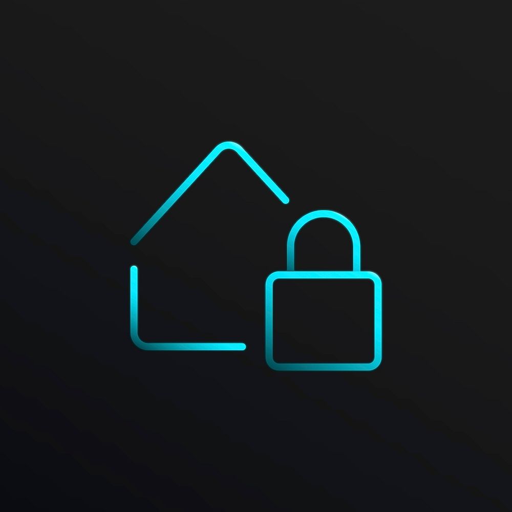 Smart home lock icon vector user interface neon graphic