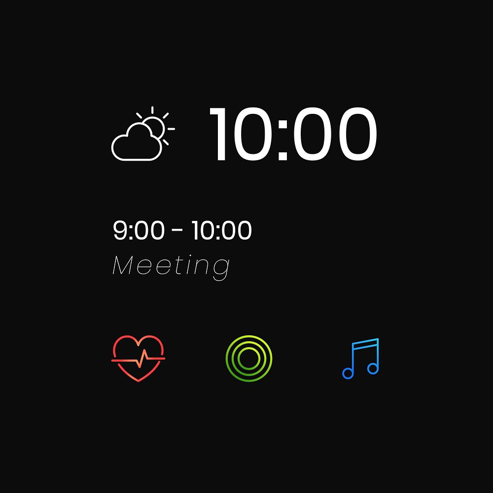 UI clock and reminder vector design smartwatch