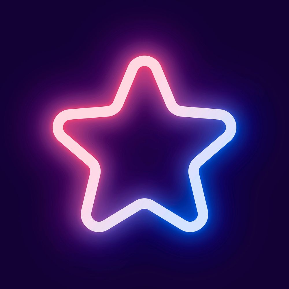 Star neon pink icon vector for social media app