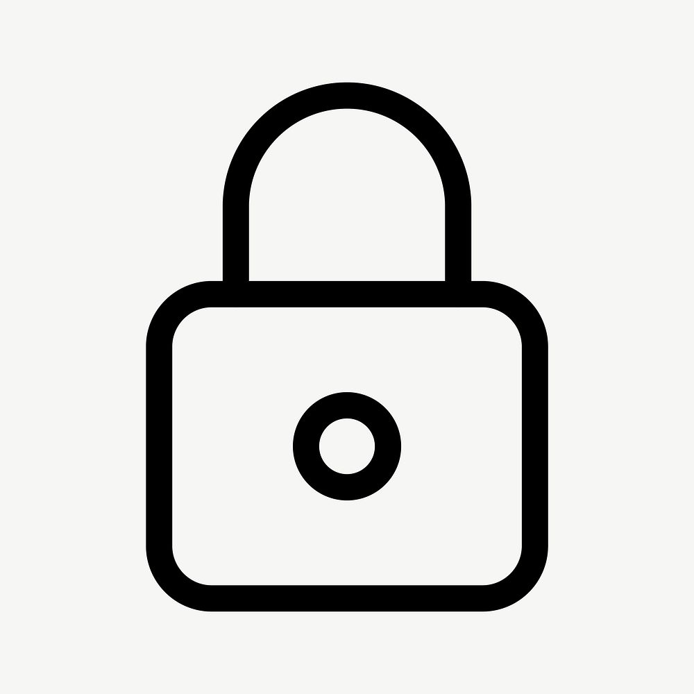 Padlock outlined icon vector secured mode symbol for social media app