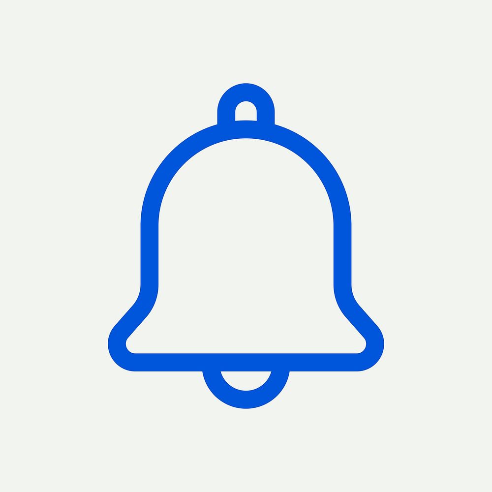 Notification bell icon blue vector for social media app minimal line
